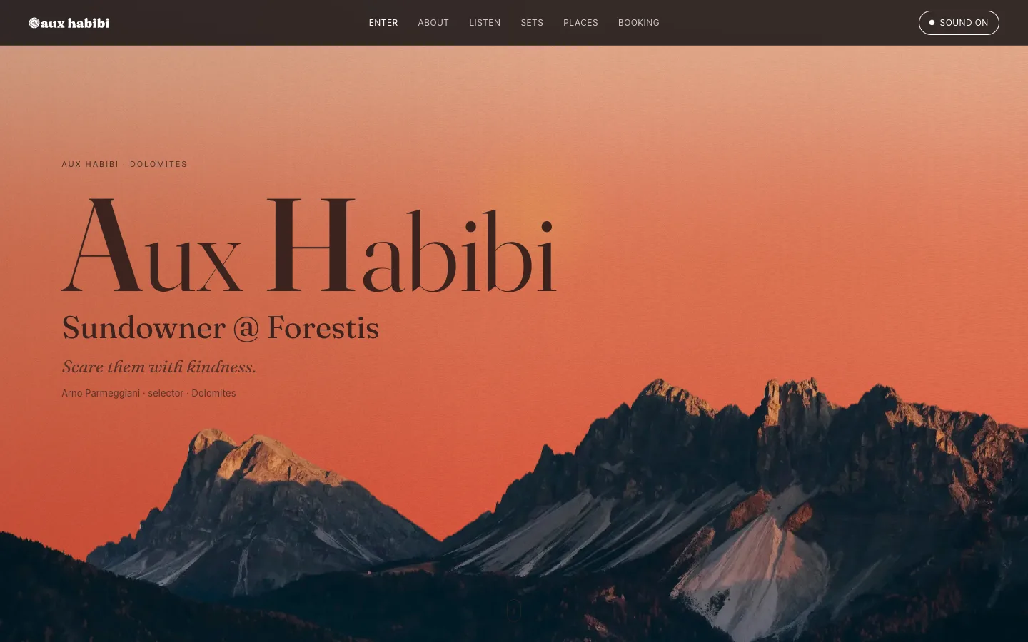 Homepage Aux Habibi, progetto pubblicato