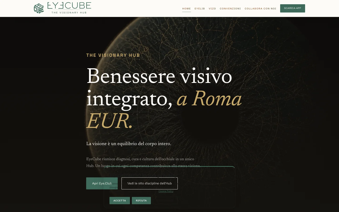 Homepage EyeCube, progetto pubblicato