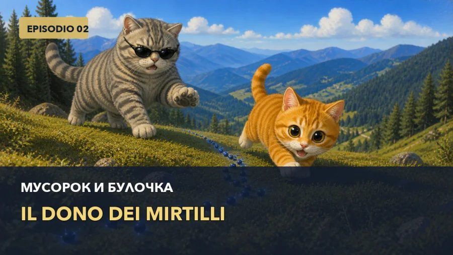 Musorok e Buločka nella valle con una manciata di mirtilli