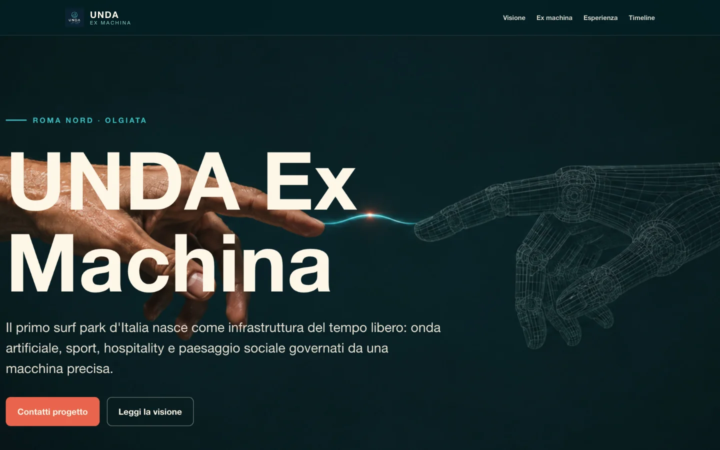 Homepage Unda Ex Machina, progetto pubblicato